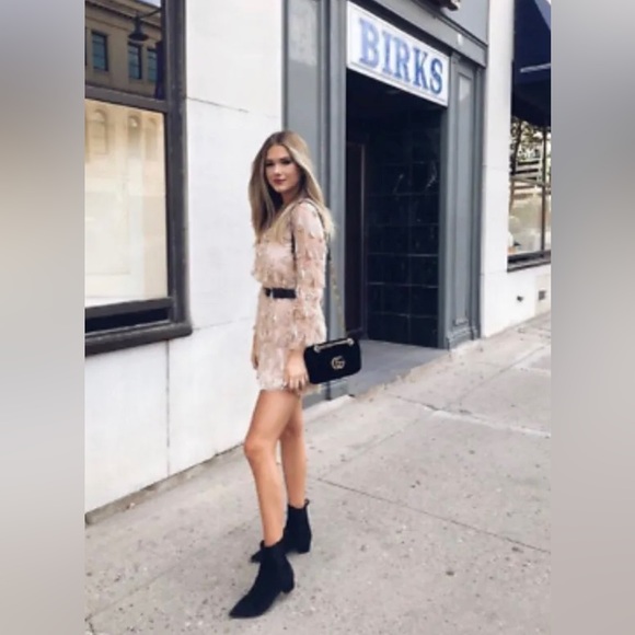 ZARA BLUSH SEQUIN FRINGE DRESS - Picture 6 of 8